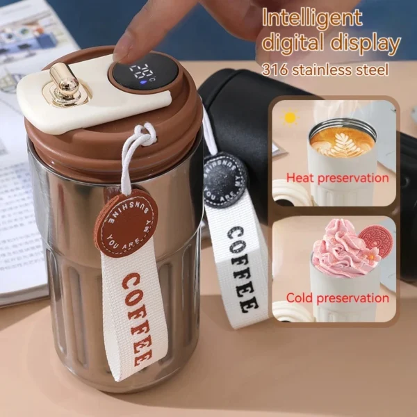 Tasse à café à affichage numérique Intelligent de la température LED, bouteille Thermo en acier inoxydable, garde le froid et la chaleur, tasse thermique, tasse de sport – Image 5